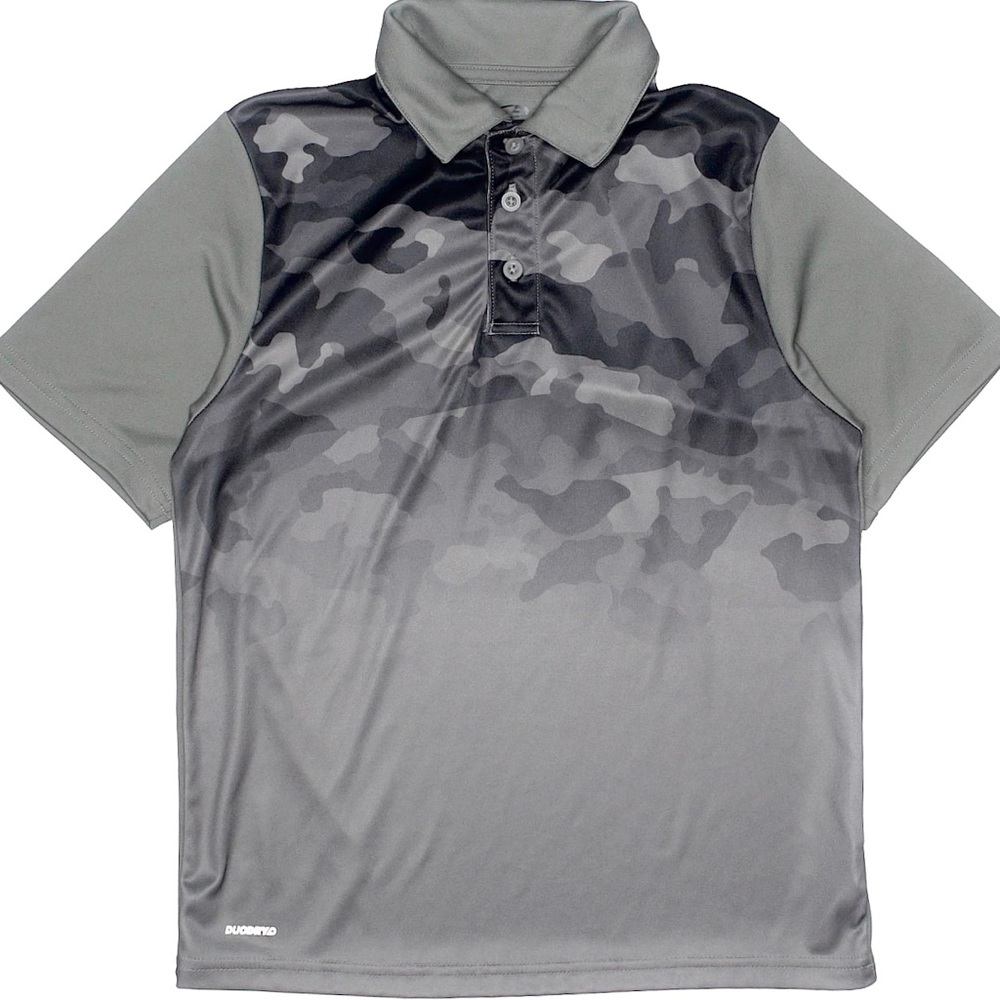 Boys Champion Duo Dry Gray Camo Polo